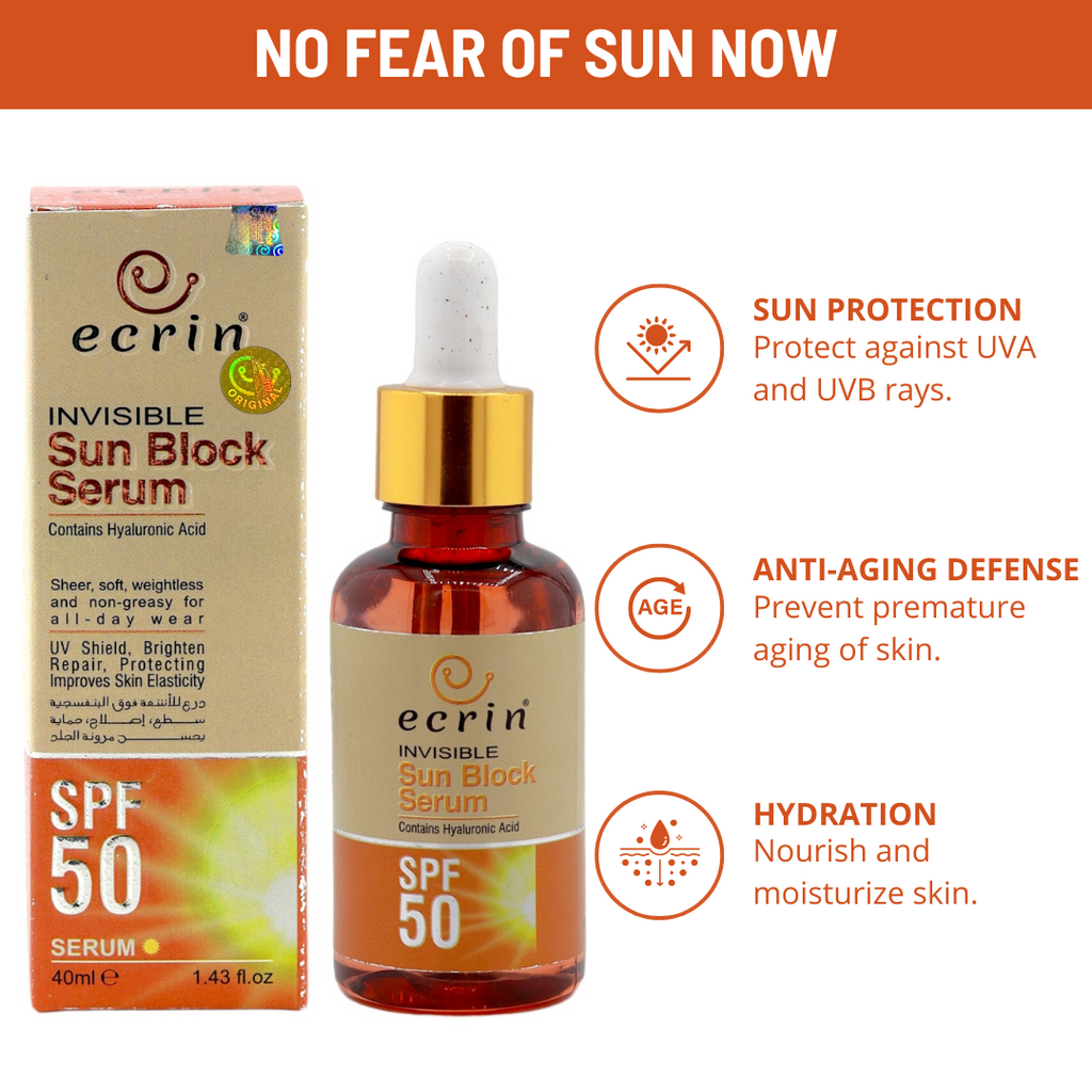Ecrin Sun Block Serum - No white cast - 40ml - Get Incredible Results